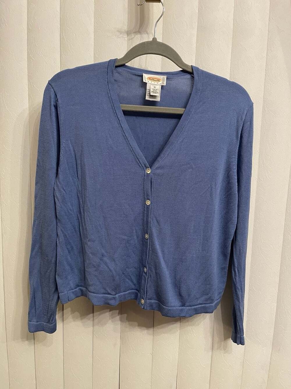 LTalbots Petites Blue V-Neck Button Front Cardigan Sweater Size 10